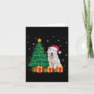 Carte Gros Pyrénées Santa Hat Noël Lumières Chien