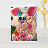 CARTE ***GROS YEUX ET DONC BUNNY PÂQUES DOUX***POUR VOUS (Fleur jaune)