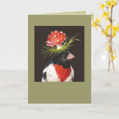 Carte Grosbeak à poitrine rose Joyeux anniversaire (Fleur jaune)