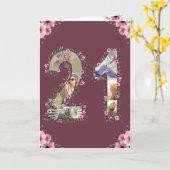 Carte Grosse 21e anniversaire Photo Collage Rose Flower  (Fleur jaune)