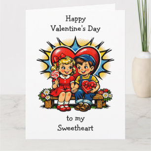 Carte Grosse Saint-Valentin Rétro Pop Art Vintage