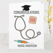 Carte Grosses félicitations Infirmière diplômée 8.5x11 (Fleur jaune)