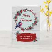 Carte Grossesse rustique en bois Joyeux Noël (Fleur jaune)