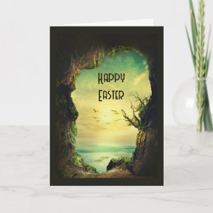Carte Grotte surplombant un Pâques de mer tropicale