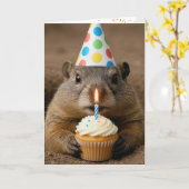 Carte Groundhog Birthday With Cupcake (Fleur jaune)
