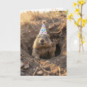 Carte Groundhog Birthday with Party Hat (Fleur jaune)
