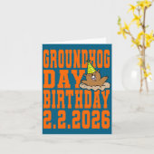 Carte Groundhog Day Birthday February 2nd 2026 Party Ora (Fleur jaune)