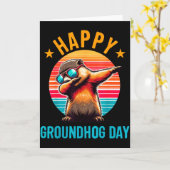 Carte Groundhog Day Happy Dabbing Ground Hog Kids Funny  (Fleur jaune)