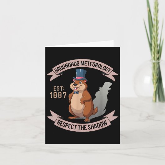 Carte Groundhog Funny Uni Adults Kids Black Short Sleeve (Devant)