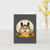 Carte Groundhog Shadow Funny Puppet Happy Groundhog Day (Fleur jaune)