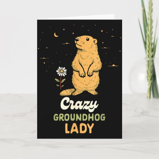 Carte Groundhog Woman Girl Happy February 2nd Crazy Grou (Devant)