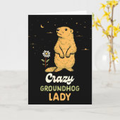 Carte Groundhog Woman Girl Happy February 2nd Crazy Grou (Fleur jaune)