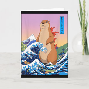 Carte Groundhogzilla drôle japonais grande vague anime G