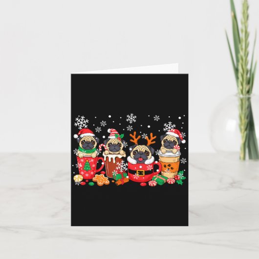 Carte Group Santa Reindeer Pugs In Coffee C Christmas (Devant)