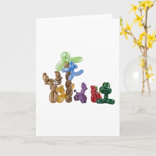 Carte groupe d'animaux en ballons (Fleur jaune)