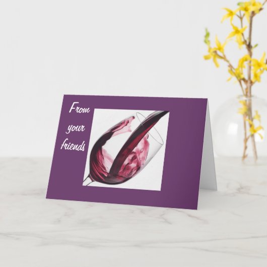 CARTE GROUPE D'ANNIVERSAIRE DE VIN (Fleur jaune)