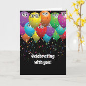 Carte Groupe de ballon d'anniversaire de groupe (Fleur jaune)