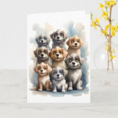 Carte Groupe de Chiens Heureux Portrait Blank Greeting (Fleur jaune)