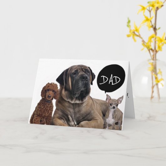 CARTE GROUPE DE CHIENS *MEILLEUR ANNIVERSAIRE JAMAIS PÈR (Fleur jaune)