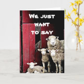 CARTE "GROUPE DE SHEEP" SOUHAITEZ-VOUS "HEUREUX ANNIVERS (Fleur jaune)