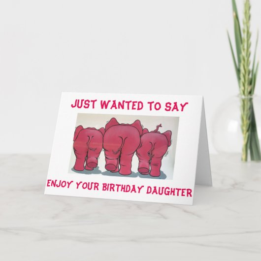 CARTE GROUPE D'ÉLÉPHANTS ROSES JEUX ANNIVERSAIRE (Devant)