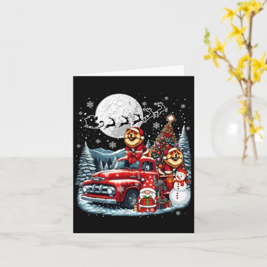 Carte Groupe Xmas Gnome Snowman Père Noël Chow Chows Sur (Fleur jaune)