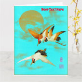Carte Grue de trois sarus devant la lune (Fleur jaune)