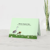 Carte Grue et Colt (poussin) dans le champ de fleurs (Dos)