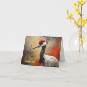Carte Grue rouge couronnée gros plan (Fleur jaune)