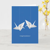 Carte Grues d'origami épousant des félicitations (Fleur jaune)