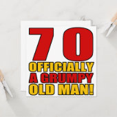 Carte Grumpy 70e Humour d'anniversaire (Devant/Arrière en situation)