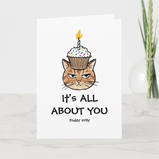 Carte Grumpy Cat Cupcake "It's All About You" Funny (Devant)