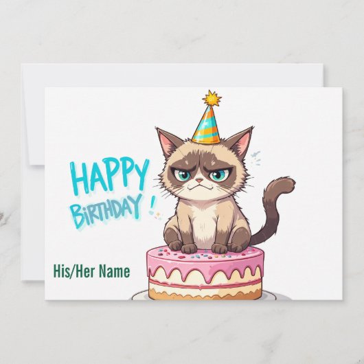 Carte Grumpy Cat sur gâteau (Devant)