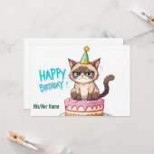 Carte Grumpy Cat sur gâteau (Devant/Arrière en situation)