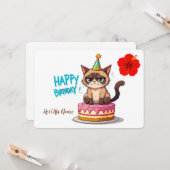 Carte Grumpy Cat sur gâteau d'anniversaire Drôle Joyeux (Devant/Arrière en situation)