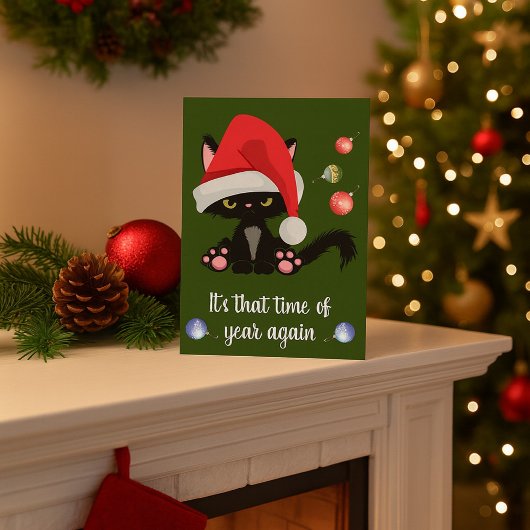 Carte Grumpy Chat noir drôle Noël