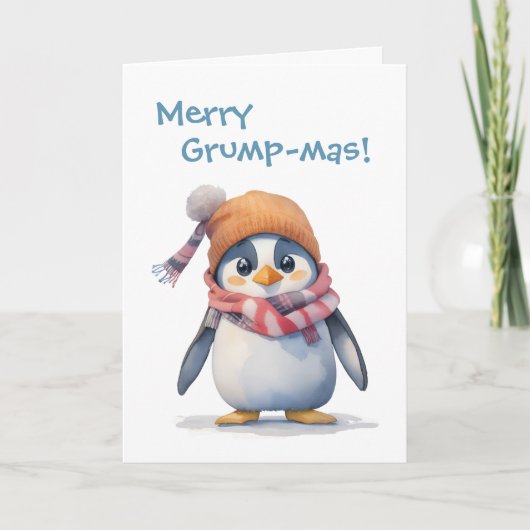 Carte Grumpy Penguin Grinch Humour de Noël (Devant)