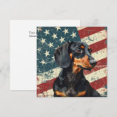 Carte Grunge American Flag Dachshund Dog (Devant / Derrière)