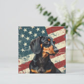 Carte Grunge American Flag Dachshund Dog (Debout devant)