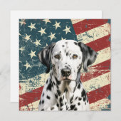 Carte Grunge American Flag Dalmatian Flat Card (Devant / Derrière)