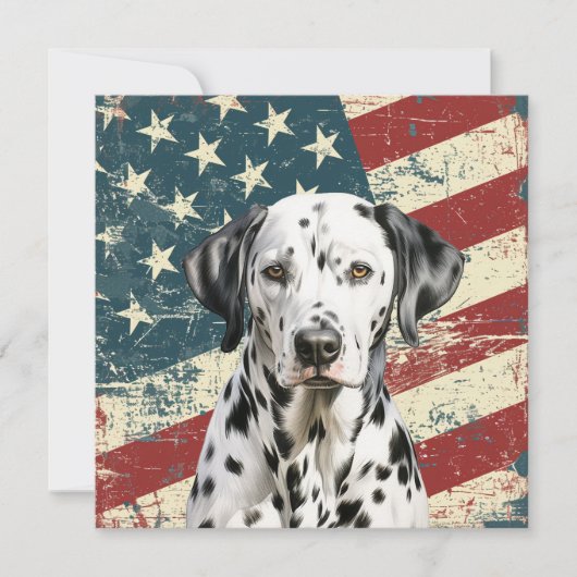 Carte Grunge American Flag Dalmatian Flat Card (Devant)