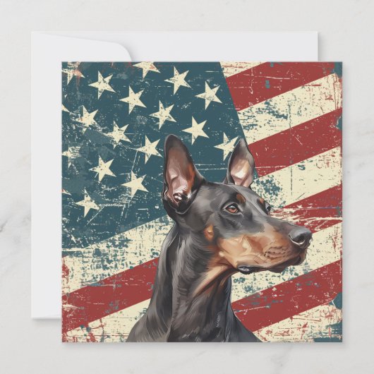Carte Grunge American Flag Doberman Pinscher Flat Card (Devant)