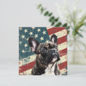 Carte Grunge American Flag French Bulldog (Debout devant)