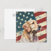 Carte Grunge American Flag Golden Retrieve Dog Flat Card (Devant / Derrière)
