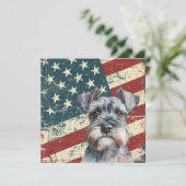Carte Grunge American Flag Miniature Schnauzer Flat Card (Debout devant)