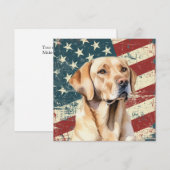 Carte Grunge American Flag Yellow Labrador Flat Card (Devant / Derrière)