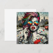 Carte Grunge Art | Femme fracturée Abstraite (Devant / Derrière)