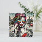 Carte Grunge Art | Femme fracturée Abstraite (Debout devant)