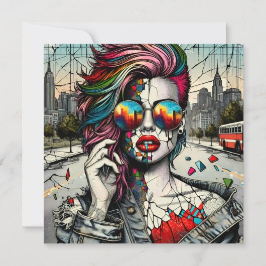 Carte Grunge Art | Femme fracturée Abstraite (Devant)