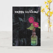 Carte Grunge Birthday Flowers in Vase (Fleur jaune)